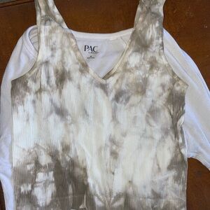 Women's Tie-Dye Tank Top - Cream and Brown